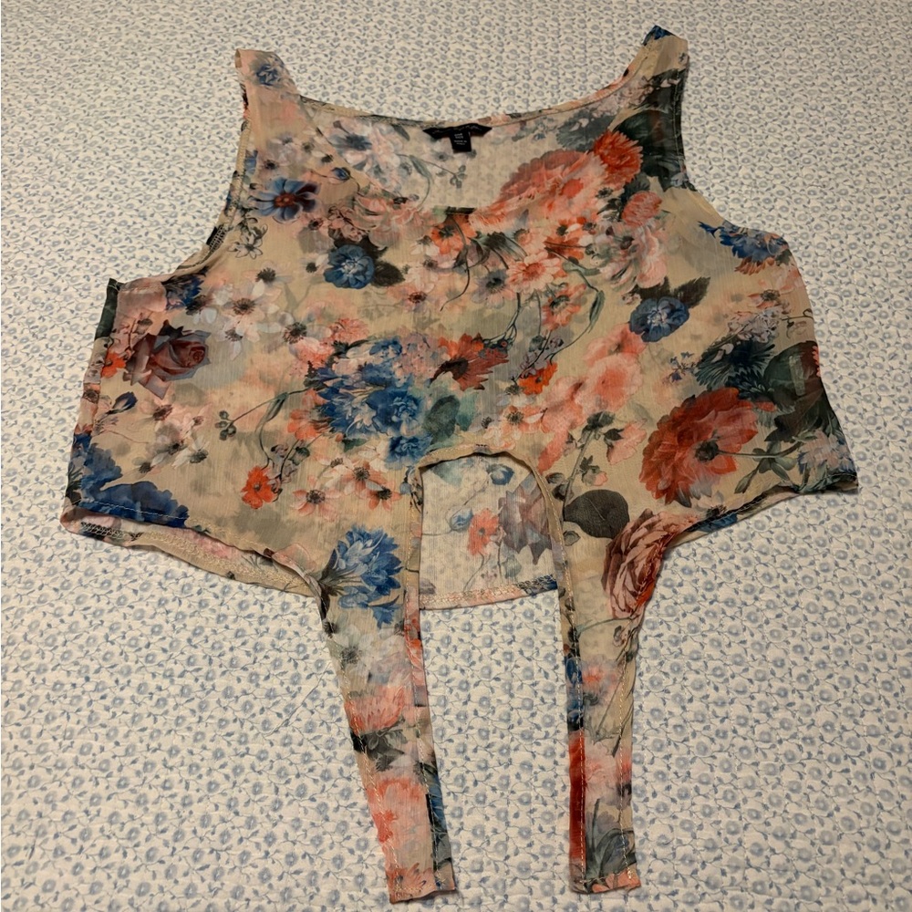 American Eagle Floral Sheer Tank Top